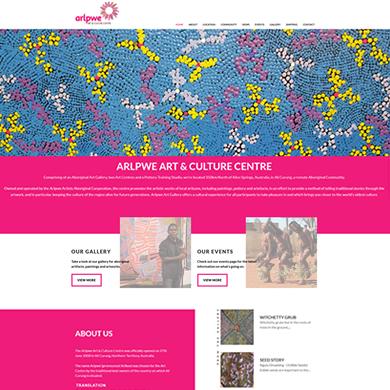 Perth web design - Arlpwe Art & Culture Centre website