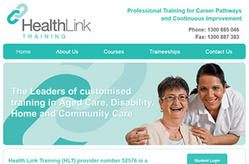 Health Link Training website - Perth web design