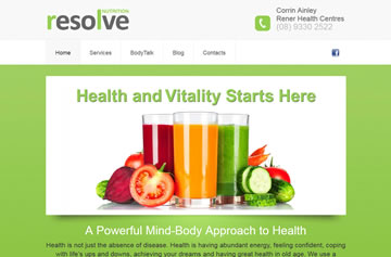 Resolve Nutrition website - Perth web design
