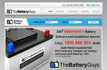 The Battery Guys website - Perth web design